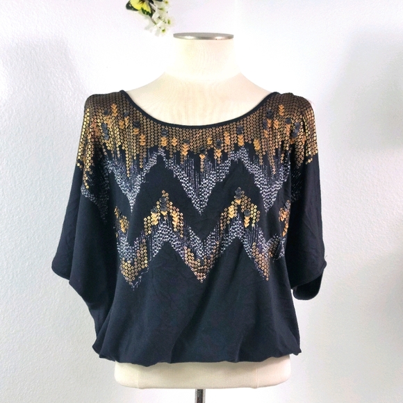 MISS ME INCREDIBLE EMBELLISHED SEQUINS TOP SZ Med. - Picture 1 of 16